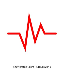 Red heartbeat icon. Vector illustration. Heartbeat sign in flat design. Heartbeat isolated.