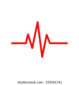 Red heartbeat icon. Vector illustration. Heartbeat sign in flat design. Heartbeat isolated.