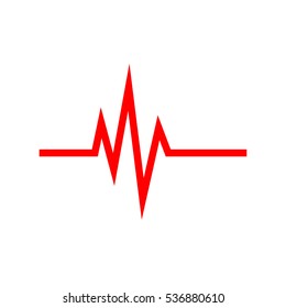 Red heartbeat icon. Vector illustration. Heartbeat sign in flat design. Heartbeat isolated.