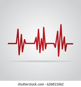 Red heartbeat icon. Vector illustration. Heartbeat sign in flat design.