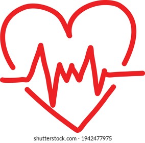 Red heartbeat, illustration, vector on a white background