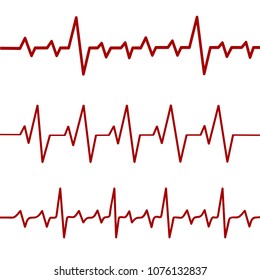 Red heartbeat line, ekg, cardio line,stock vector illustration