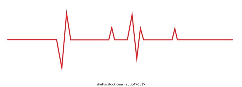 Red Heartbeat line icon. Cardiogram line icon, sign. EKG heart beat line, Heart pulse silhouette, icon, symbol. Vector illustration.