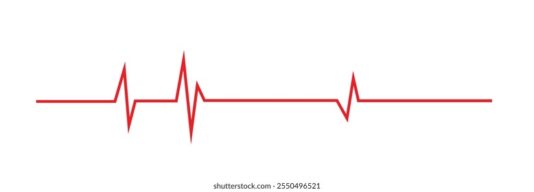 Red Heartbeat line icon. Cardiogram line icon, sign. EKG heart beat line, Heart pulse silhouette, icon, symbol. Vector illustration.