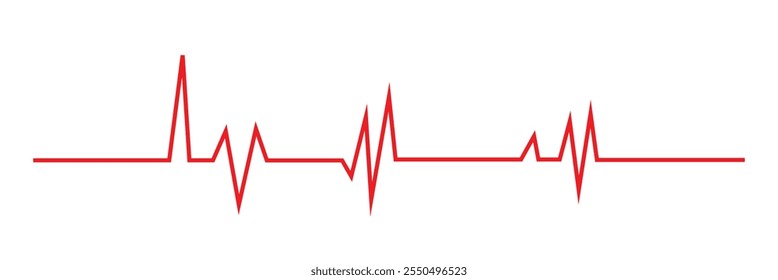 Red Heartbeat line icon. Cardiogram line icon, sign. EKG heart beat line, Heart pulse silhouette, icon, symbol. Vector illustration.