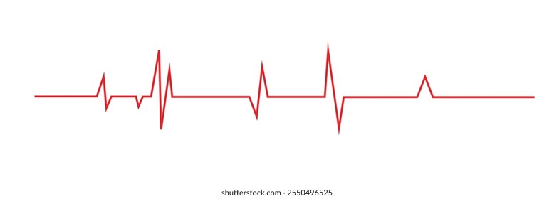 Red Heartbeat line icon. Cardiogram line icon, sign. EKG heart beat line, Heart pulse silhouette, icon, symbol. Vector illustration.