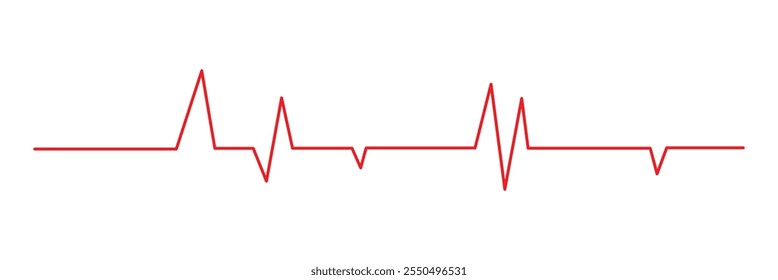 Red Heartbeat line icon. Cardiogram line icon, sign. EKG heart beat line, Heart pulse silhouette, icon, symbol. Vector illustration.