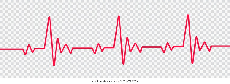 Red Heartbeat Line Icon. On Flat Style On Transparent Background Vector Eps 10