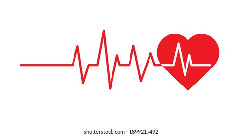 Red Heartbeat Line Icons On White Stock Vector (Royalty Free) 1899217705