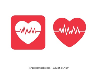 Red heartbeat line icon on white background pulse rate monitor vector illustration