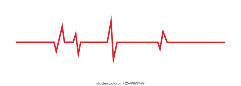 Red heartbeat line icon on white background. Pulse Rate Monitor. Vector illustration. EKG heart beat line, vector. Cardiogram line icon, sign.