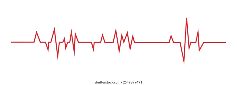 Red heartbeat line icon on white background. Pulse Rate Monitor. Vector illustration. EKG heart beat line, vector. Cardiogram line icon, sign.