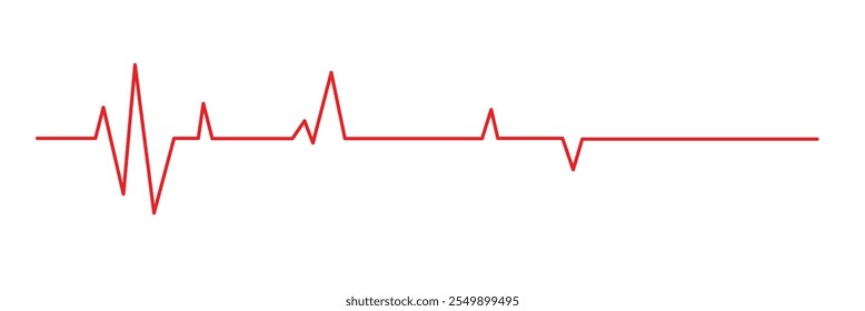 Icono rojo de la línea del latido del corazón en el fondo blanco. Monitor de frecuencia de pulso. Ilustración vectorial. Línea de latidos cardíacos del electrocardiograma, Vector. Icono de línea de cardiograma, signo.