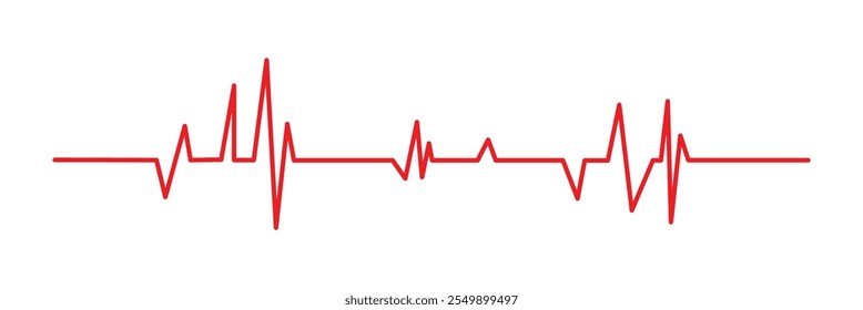 Red heartbeat line icon on white background. Pulse Rate Monitor. Vector illustration. EKG heart beat line, vector. Cardiogram line icon, sign.