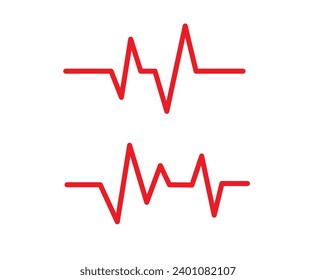 Rotes Herzschlag-Zeilensymbol. Pulsrate-Symbol. Vektorgrafik.