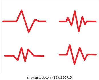  red heartbeat line icon set vector on white background.