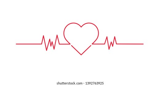 Red heartbeat line icon. Vector illustration. on white background