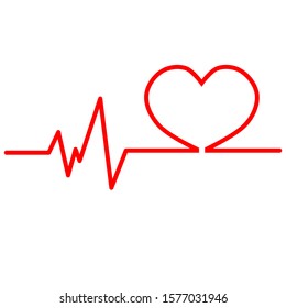 Red Heartbeat Line Icon. Vector Illustration Isolated On A White Background. Eps 10. With Love In Heart. 