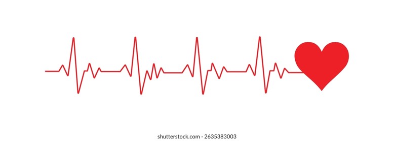 
Red heartbeat line icon. Vector illustration isolated on a white background. Eps 10. With love in heart. 