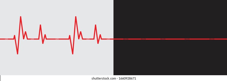 Red Heartbeat, Line Of Life And Black Heartbeat, Line Of Death