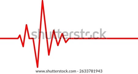 Red heartbeat line on isolated white. Red heartbeat symbol. Red heartbeat line PNG with transparent background. Heart wave vector illustration.