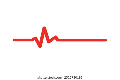 Red heartbeat line on a white background. The minimalistic design represents a pulse or ECG wave, symbolizing health, cardiology, medical diagnostics, and emergency care.