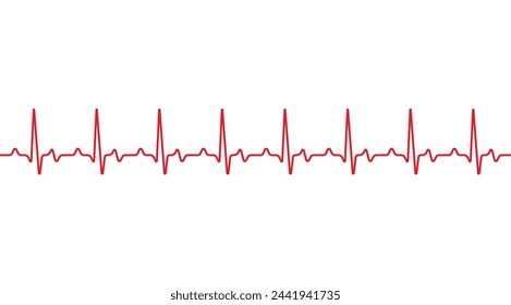 Red heartbeat line. Pulse trace