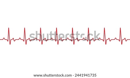 Red heartbeat line. Pulse trace
