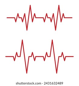 Línea roja del latido establecida sobre fondo blanco. Vector