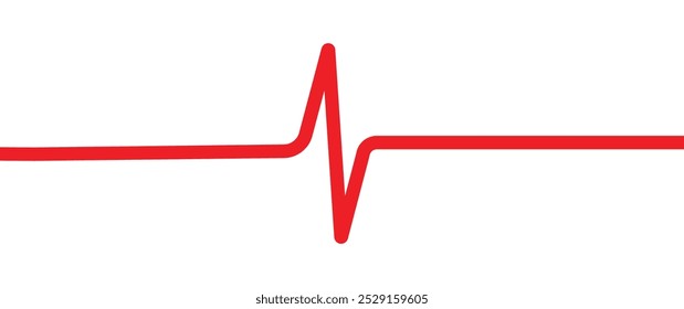 Red heartbeat line vector icon. ECG heartbeat line diagram isolated on white background cardiology