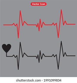 red heartbeat line vector icons. Eps10