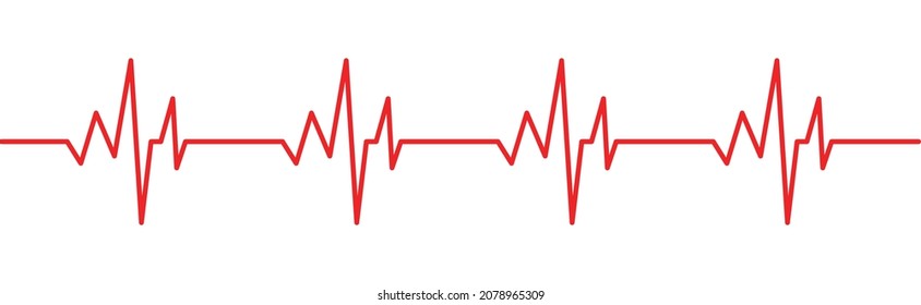 Red heartbeat line vector template. Heart cardiogram line symbol isolated on white background