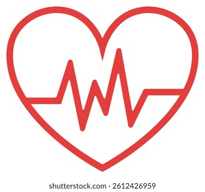 Red heartbeat outline icon vector illustration isolated on white background.