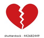 Red heartbreak / broken heart or divorce flat vector icon for apps and websites