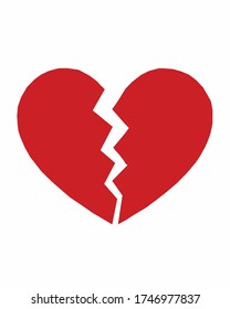 Red heartbreak or broken heart or divorce Gratuita flat vector icon isolated on white background.