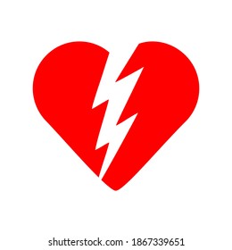 Red heartbreak , broken heart or divorce flat vector icon for apps and websites