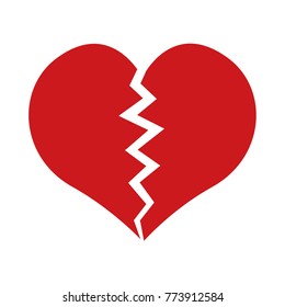 Red heartbreak / broken heart isolated on a white background, Vector illustration