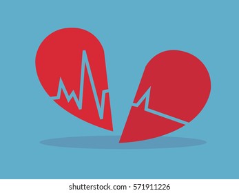 Red heartbreak / broken heart. Vector design elements