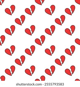 Red Heartbreak vector concept colored seamless pattern