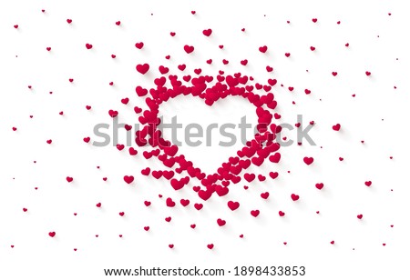 Red hearted background with a Valentines Day title on it. Vector illustration.