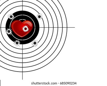 Red hearth and target isolated on white background