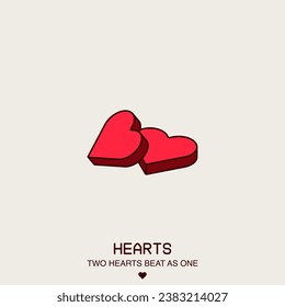Corazones rojos. 3 d Corazones vectoriales. Símbolo de amor. Señal de corazón. 