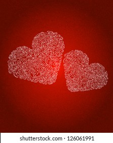 Red hearts abstract background