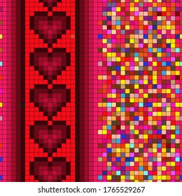 red hearts abstract background. seamless bright texture