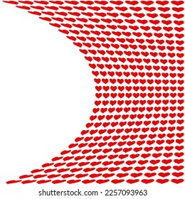 Red hearts abstract background with white space.