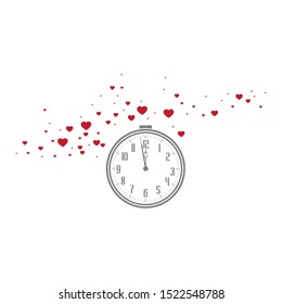 red hearts and alarm clock, vector