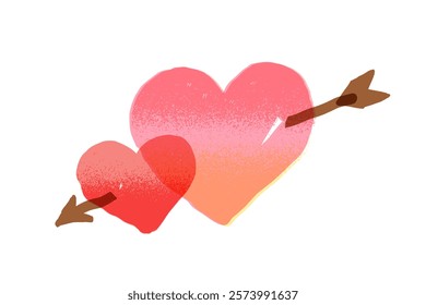 Red Hearts With an Arrow Vector Illustration