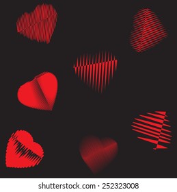 Red hearts background hatbox illustration  