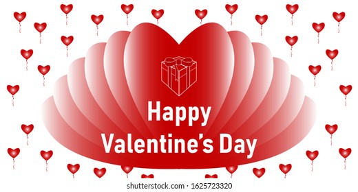 Red hearts background icon. February 14 Valentine's Day Postcard. Red Balloons Vector illustration.