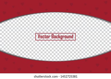 Red hearts background. Love. Holyday card, banner, poster template.Valentine's day. Simple realistic design. Transparent background. Vector illustration